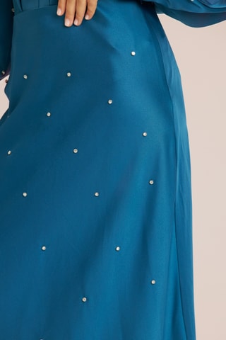 Midirok met hoge taille. Petrolblauw