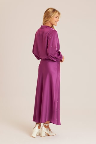 Midirok met hoge taille. Paars