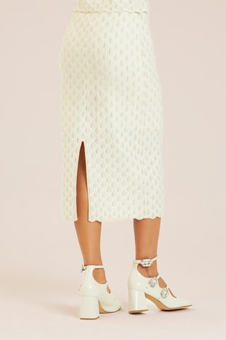 Midirok met hoge taille. Beige