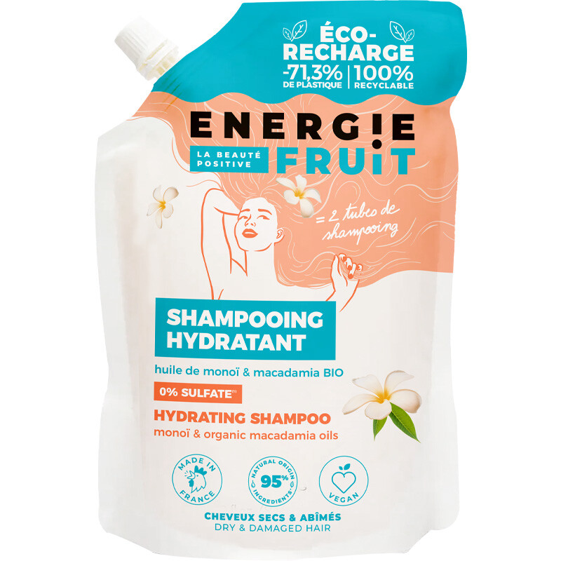 Eco-recharge de shampoing - Monoï & huile de macadamia bio - Cheveux abîmés - 500 ml